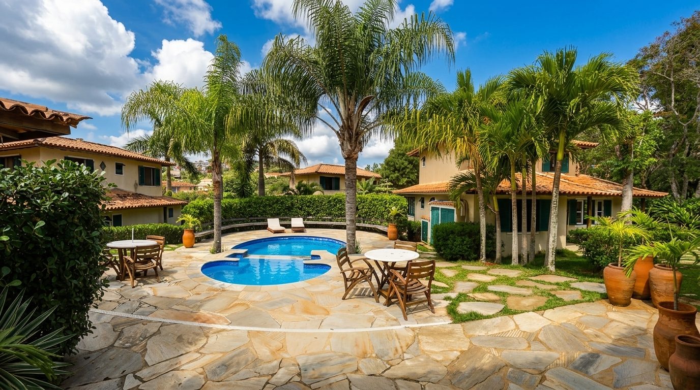 Área de lazer com piscina